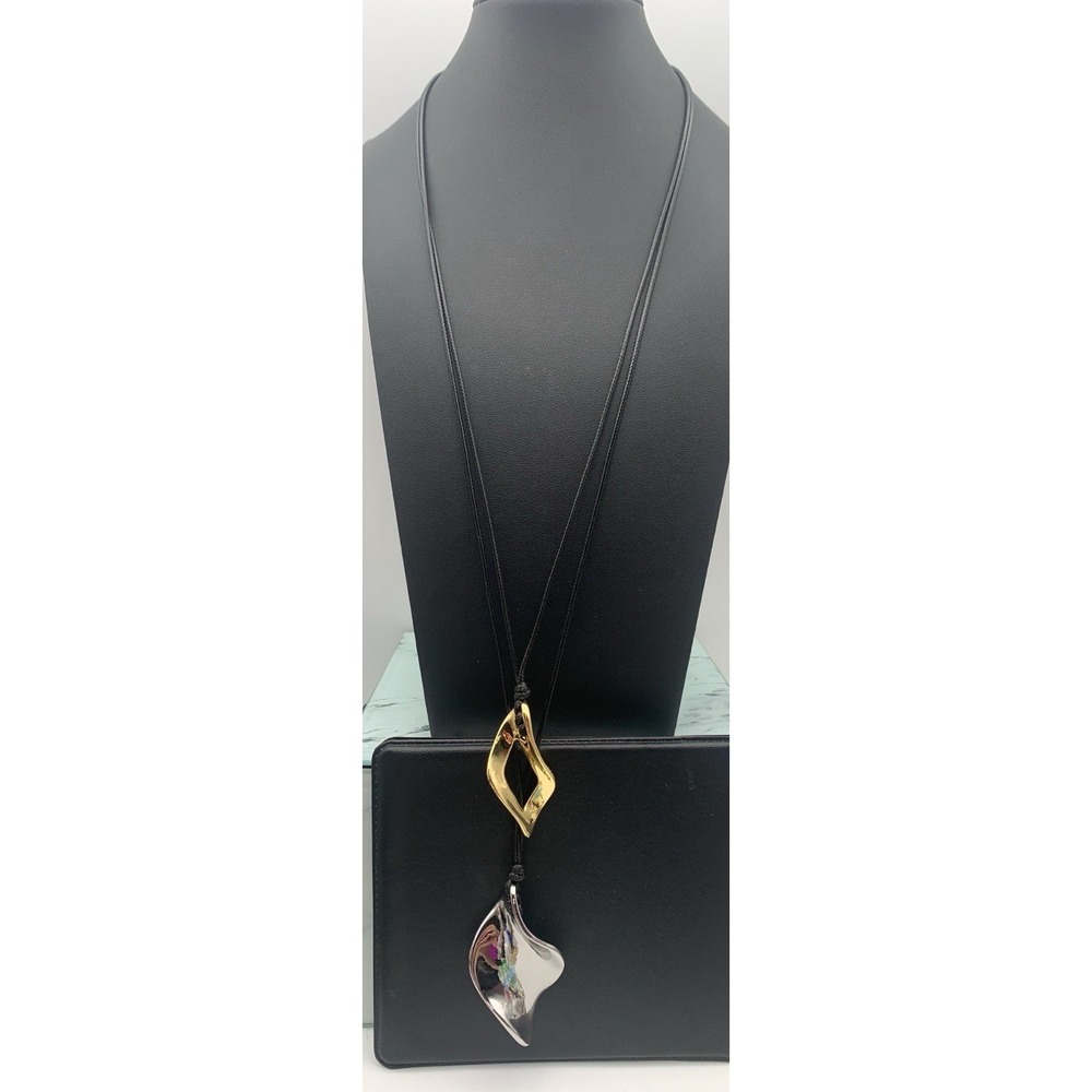 NWT Chicos Double Corded And Double Pendant Modernist Necklace 24-26"